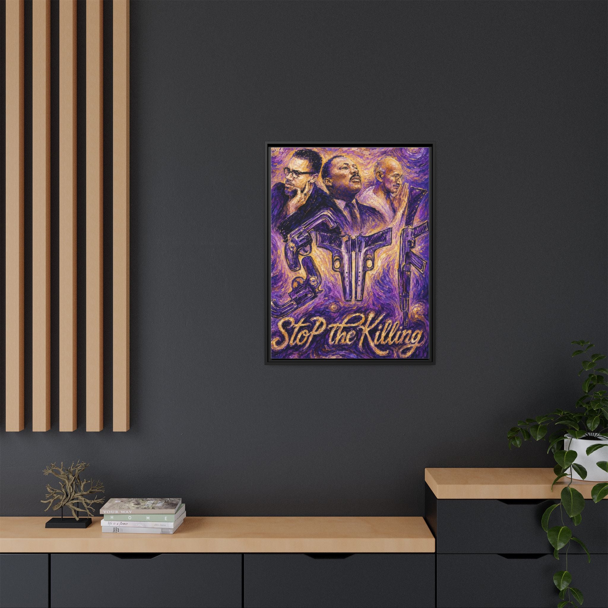 Fallen Kings Royal Purple Matte Canvas, Framed Black