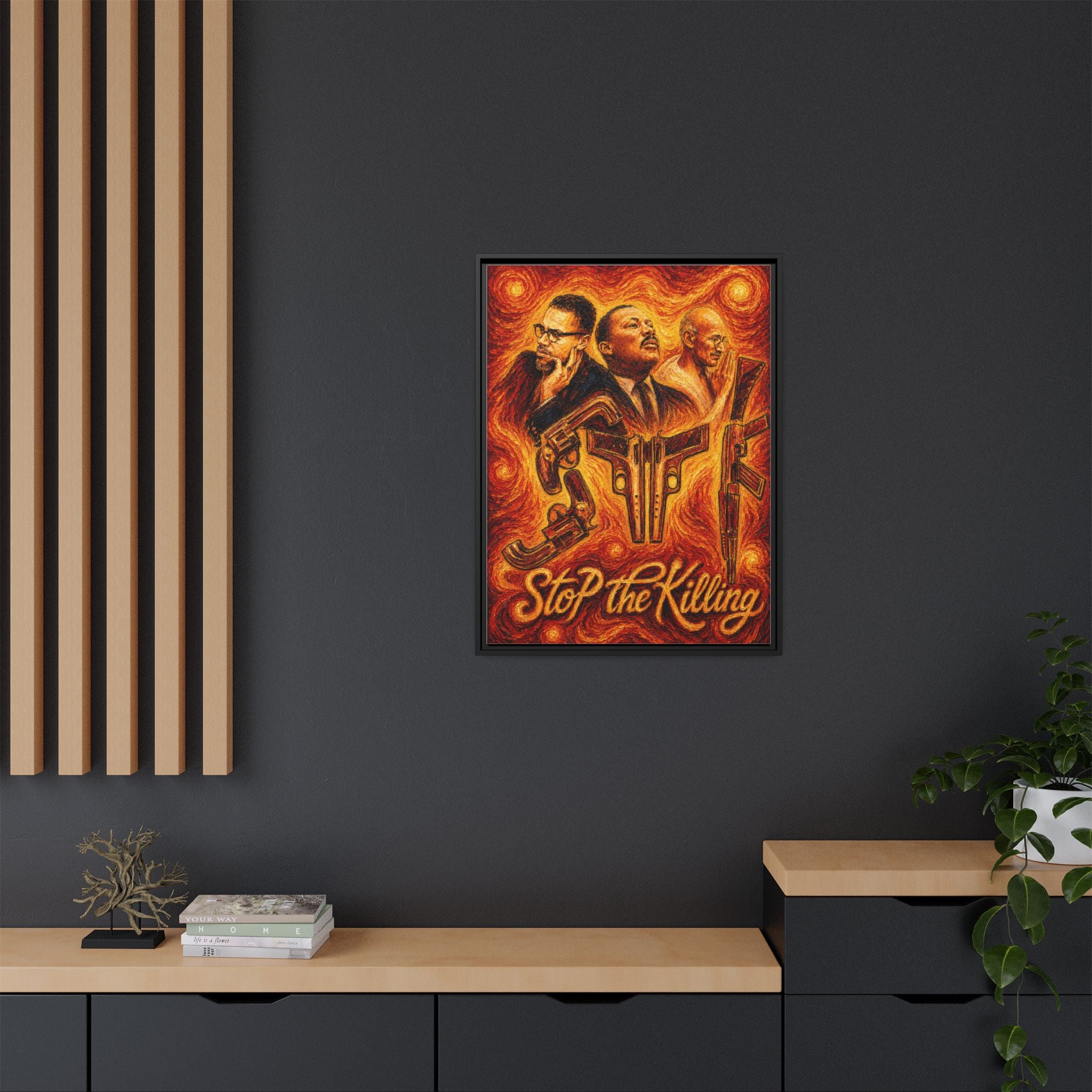 Fallen Kings Fiery Sunset Matte Canvas, Framed Black