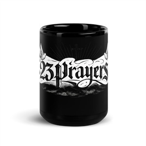 23 Prayers Up Blessings Down Black Glossy Mug